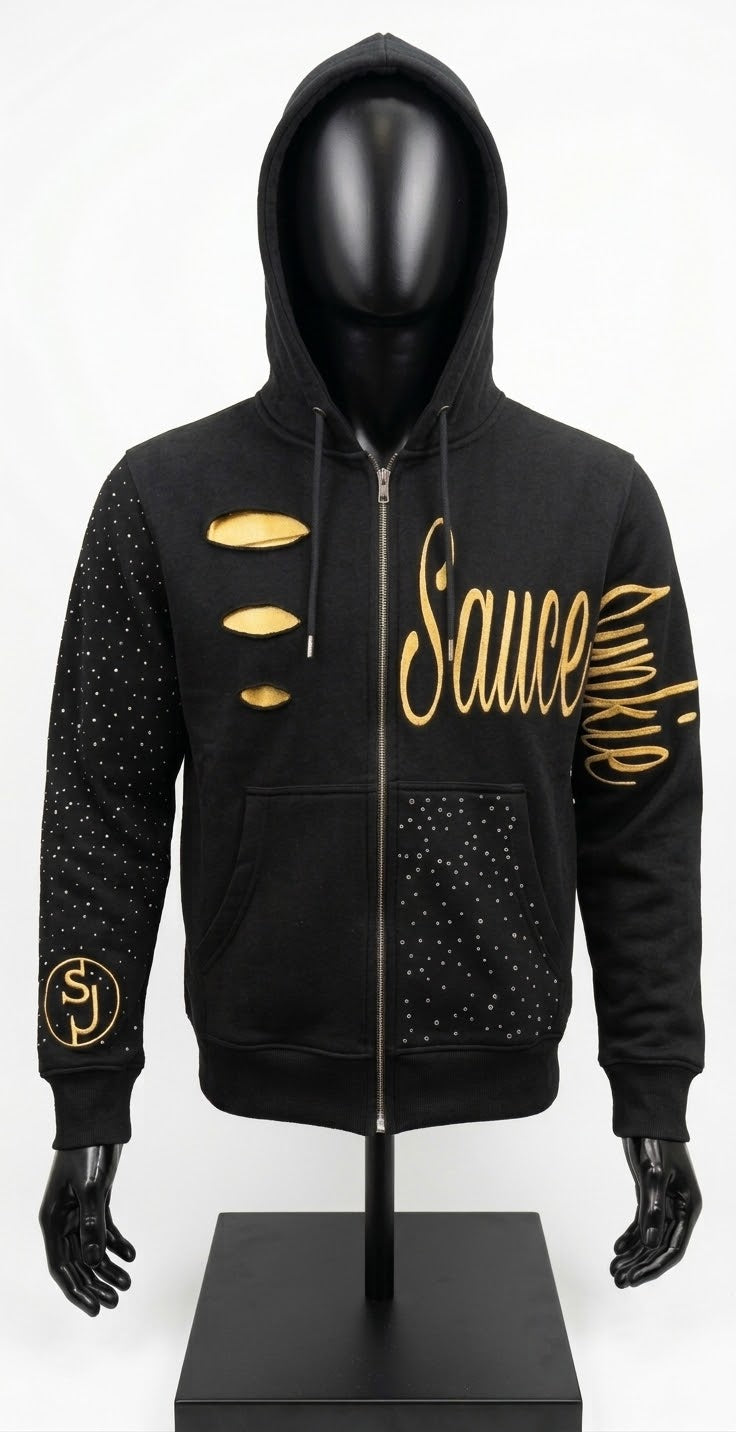 Signature Rhinestone Zip-Up Hoodie