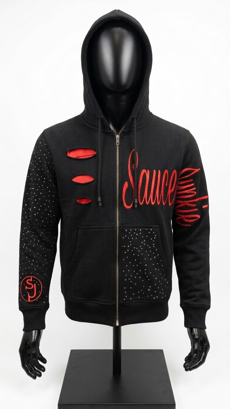 Signature Rhinestone Zip-Up Hoodie