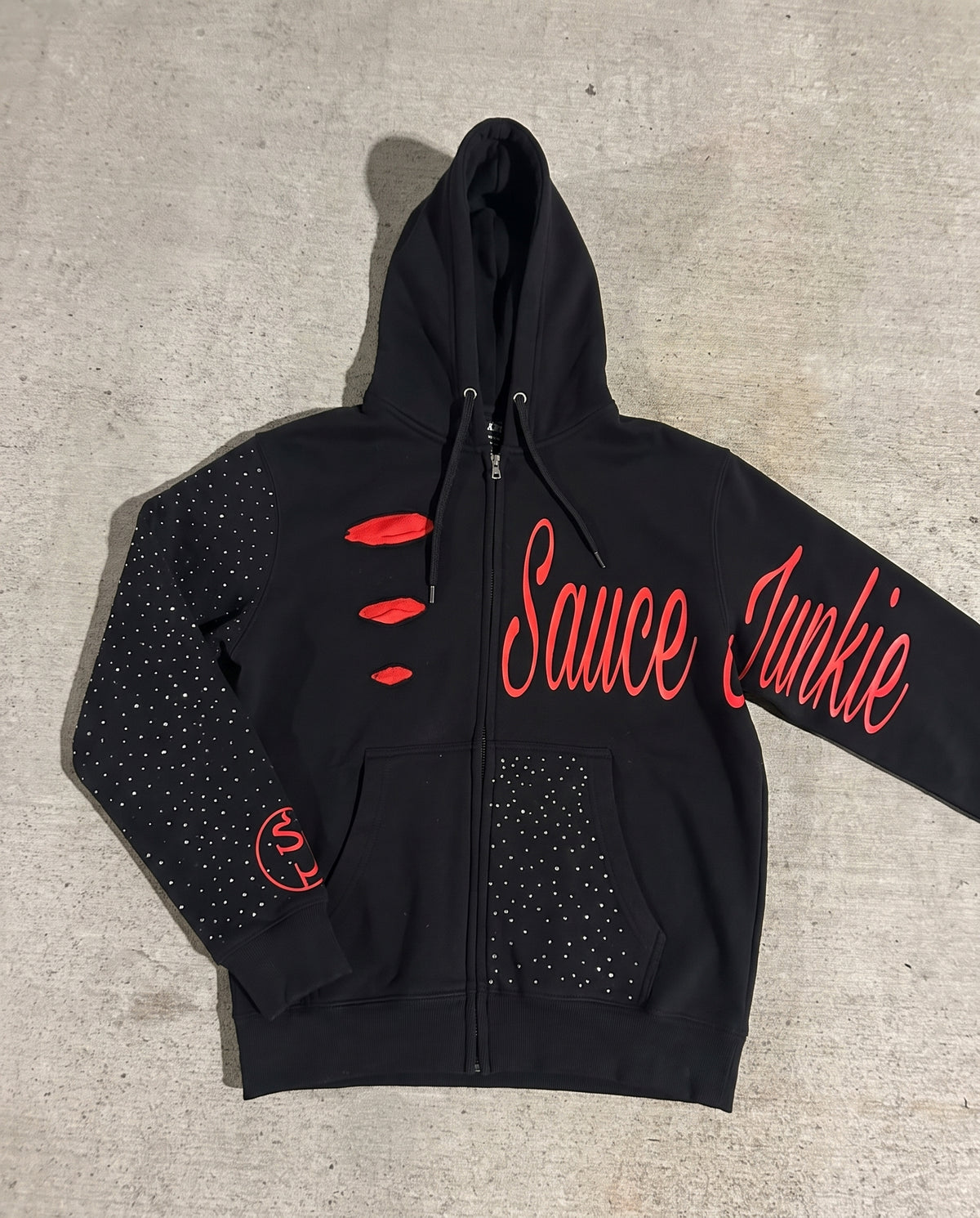Signature Rhinestone Zip-Up Hoodie